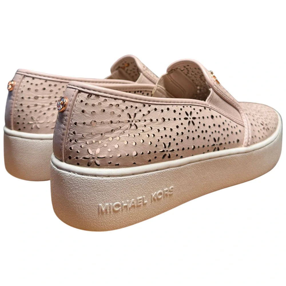 MICHAEL KORS Trent Slip On Women's 7.5 Soft Pink Perforated Leather Sneakers